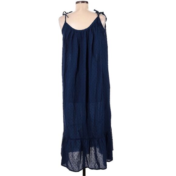 Emerson Fry Curation 100% Organic Cotton Swiss Dot India Dress in Navy Size L - Picture 4 of 10